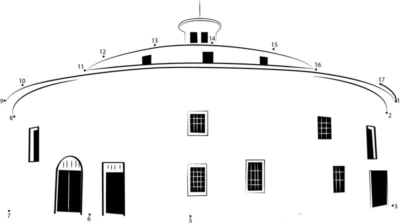 Round Barn printable dot to dot worksheet