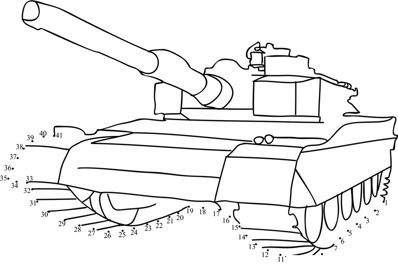 Heavy Army Tank dot to dot worksheets