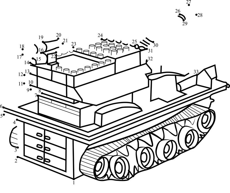 Lego-Tank-Dot-To-Dot printable dot to dot worksheet