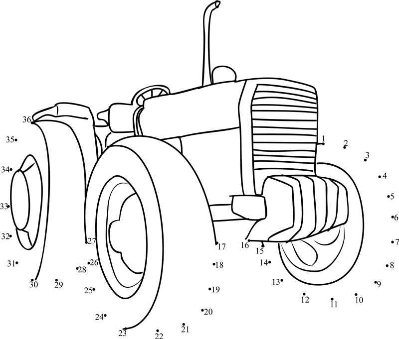 Farming Tractor printable dot to dot worksheet