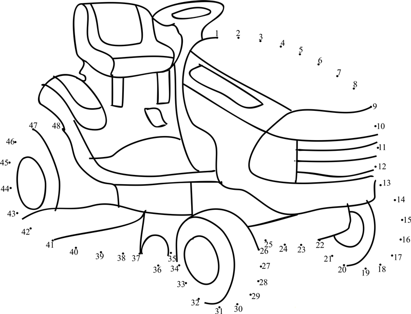 Lawn Tractors printable dot to dot worksheet