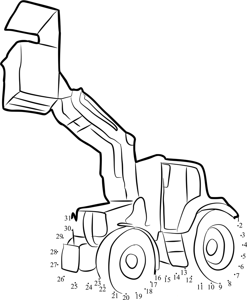 Tractor With Trolley dot to dot worksheets