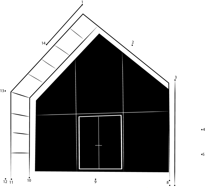 Rustic Barn printable dot to dot worksheet