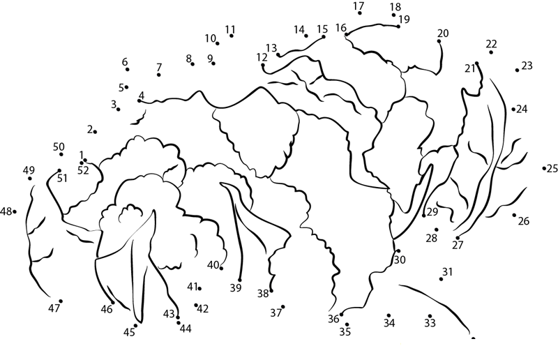 Cauliflower Brassicaceae printable dot to dot worksheet