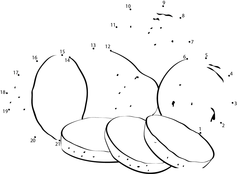 Potatoe Slices printable dot to dot worksheet