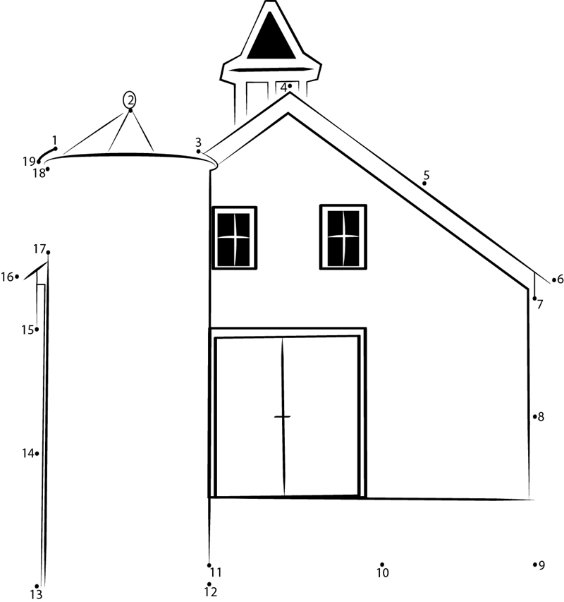 Tithe Barn printable dot to dot worksheet