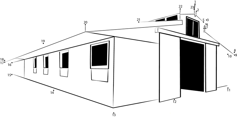 Totterdown Barn printable dot to dot worksheet