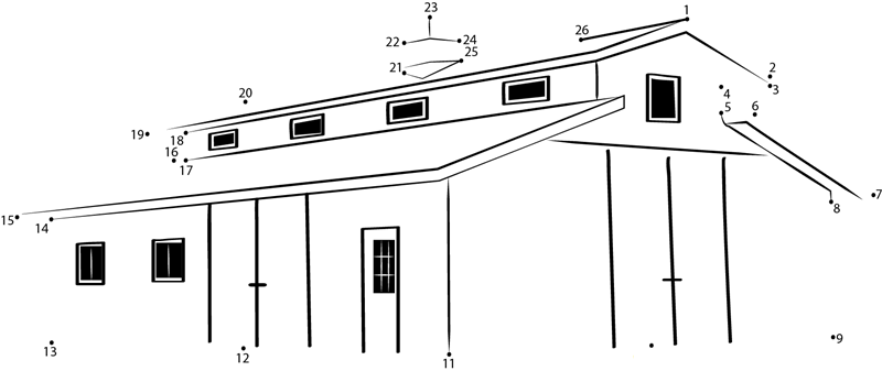 Two Floor Barn printable dot to dot worksheet