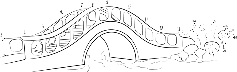 China Bridge printable dot to dot worksheet