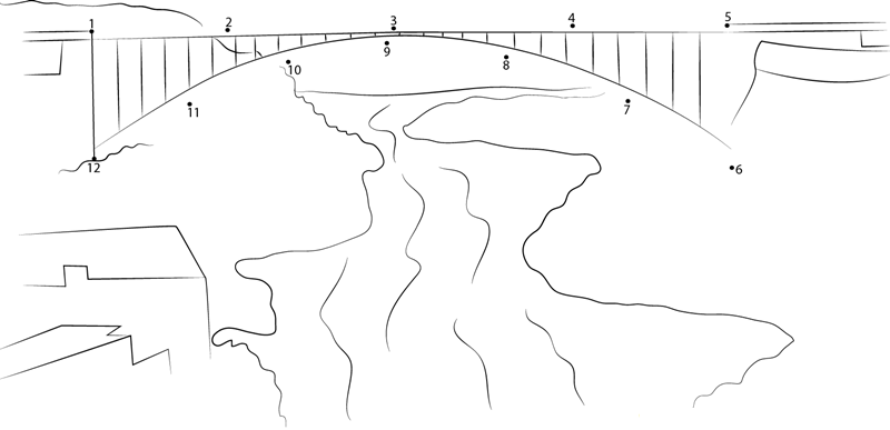 Lewiston Queenston Bridge printable dot to dot worksheet