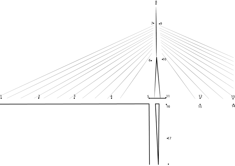 Millau Viaduct Cable Stayed Bridge printable dot to dot worksheet