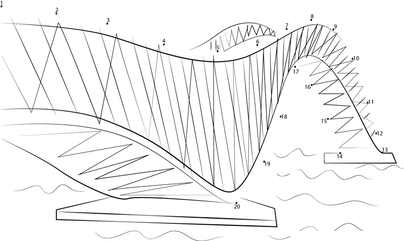 Puente De Zhoushan China printable dot to dot worksheet