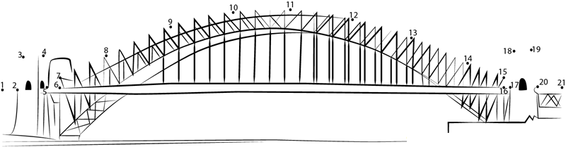 Sydney Harbour Bridge printable dot to dot worksheet