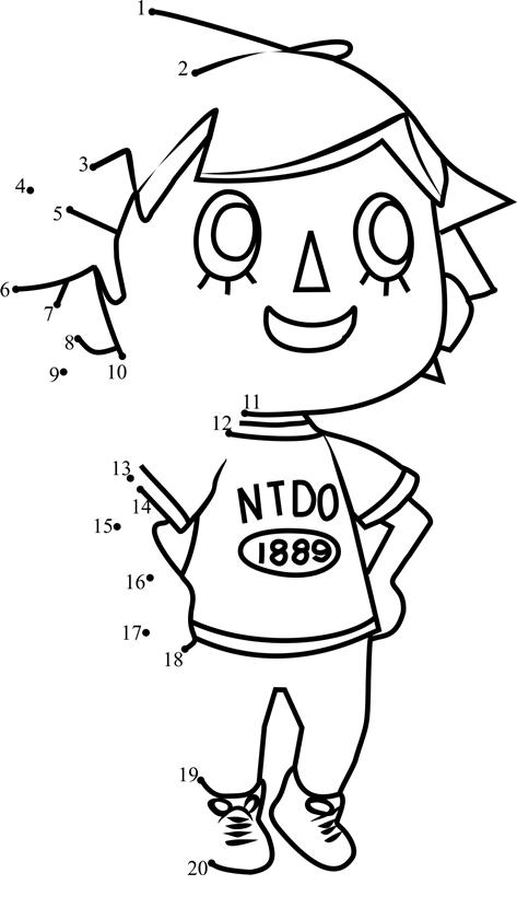 Player-Animal-Crossing-Dot-To-Dot printable dot to dot worksheet