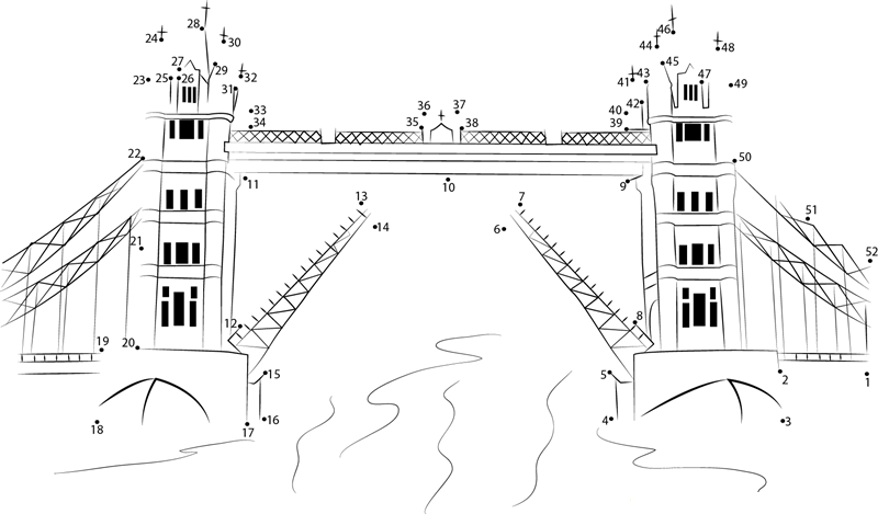 Tower Bridge printable dot to dot worksheet