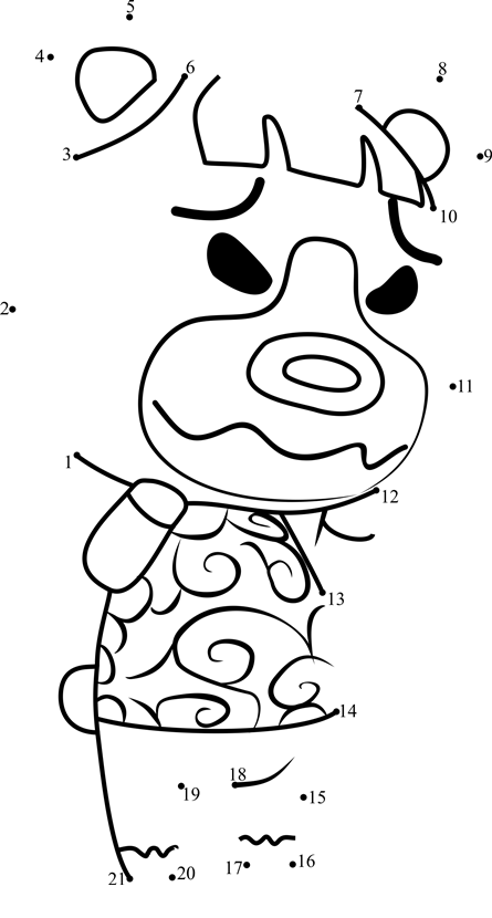 Pudge-Animal-Crossing-Dot-To-Dot printable dot to dot worksheet