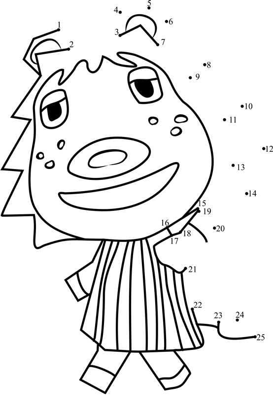 Rex-Animal-Crossing-Dot-To-Dot printable dot to dot worksheet