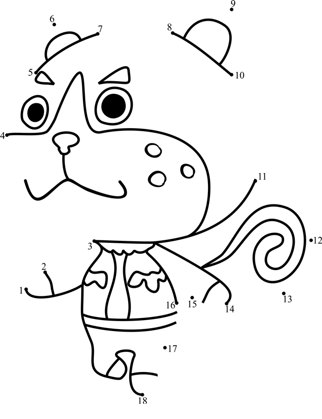 Sheldon-Animal-Crossing-Dot-To-Dot printable dot to dot worksheet