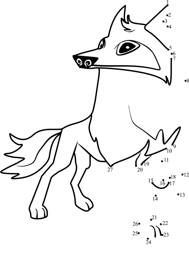 Arctic-Wolf-Animal-Jam-Dot-To-Dot printable dot to dot worksheet