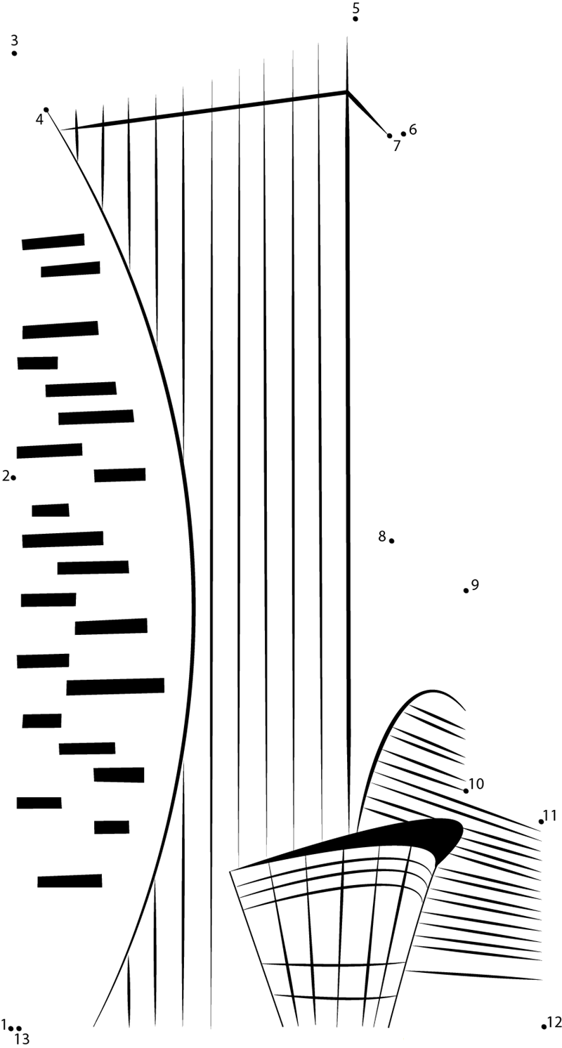 C  D Wing Building printable dot to dot worksheet