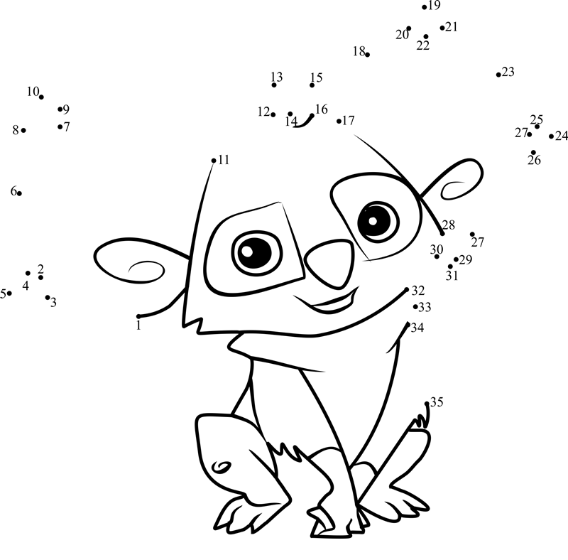 Koala-Animal-Jam-Dot-To-Dot printable dot to dot worksheet