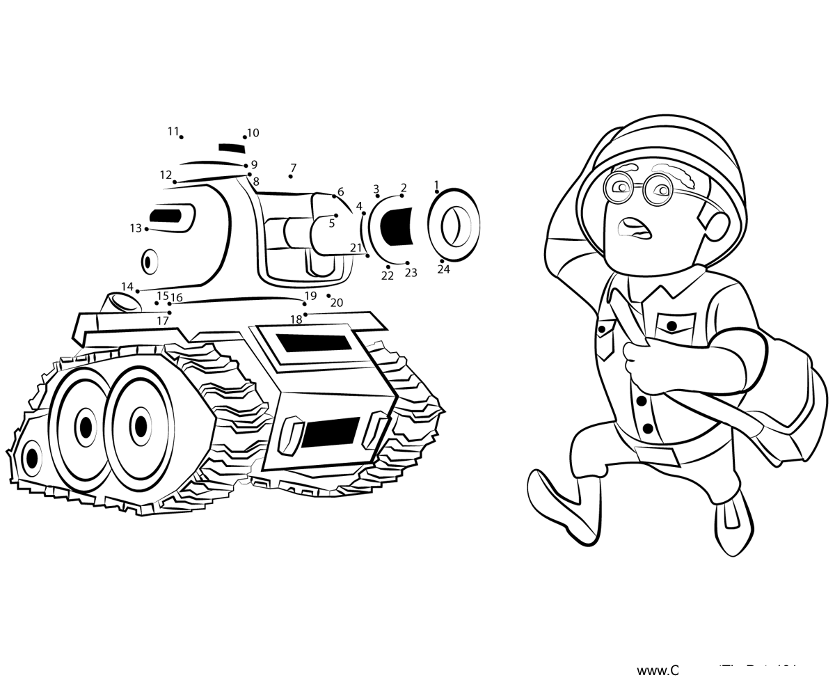 Tank-Boom-Beach printable dot to dot worksheet