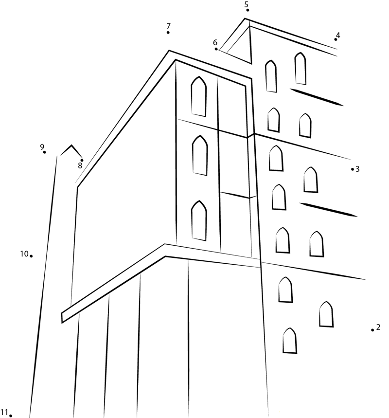 Commercial Building printable dot to dot worksheet