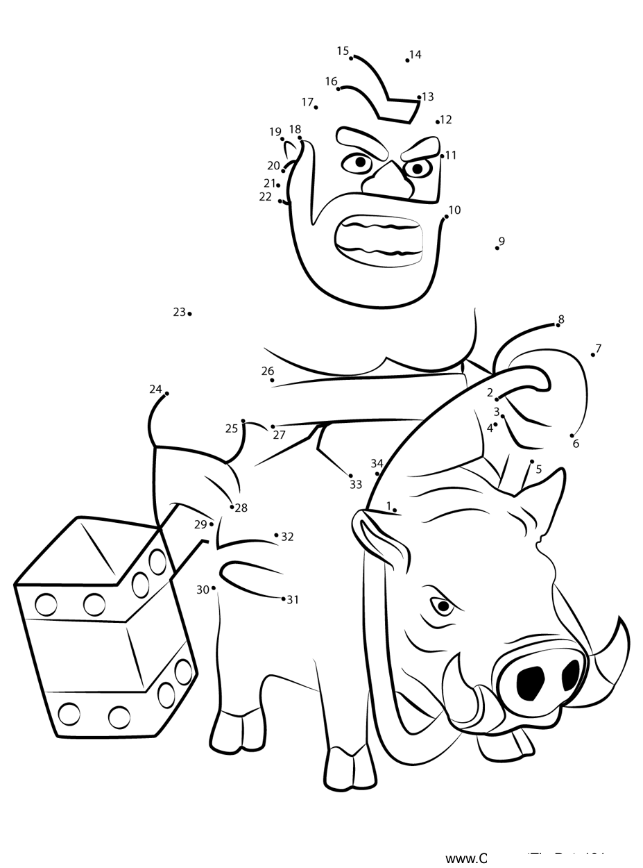 Hog-Rider-From-Clash-Of-The-Clans dot to dot worksheets