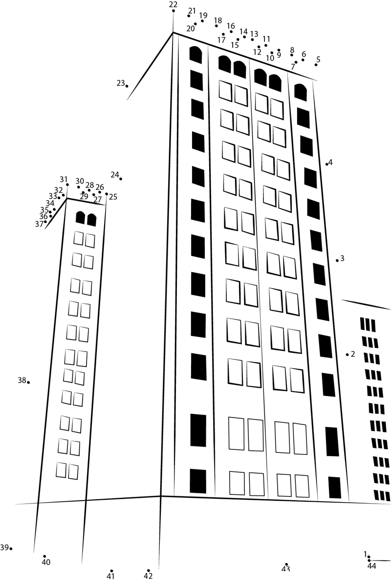 Garfield Building printable dot to dot worksheet