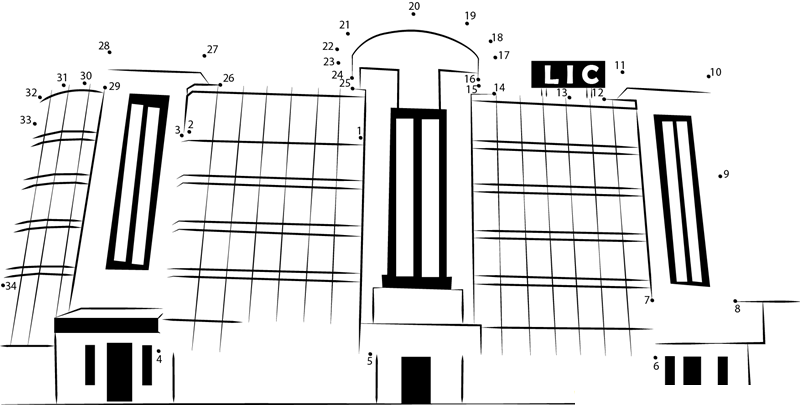 L I C Building printable dot to dot worksheet