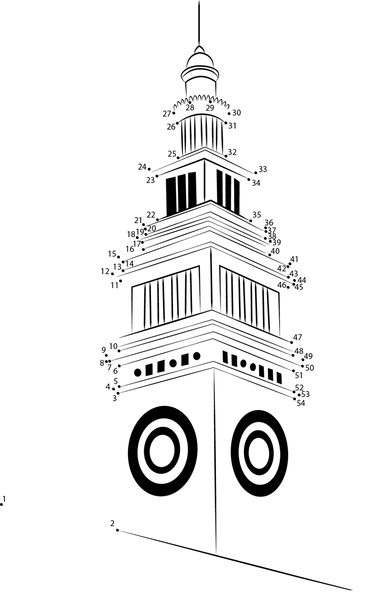 San Francisco Ferry Building printable dot to dot worksheet