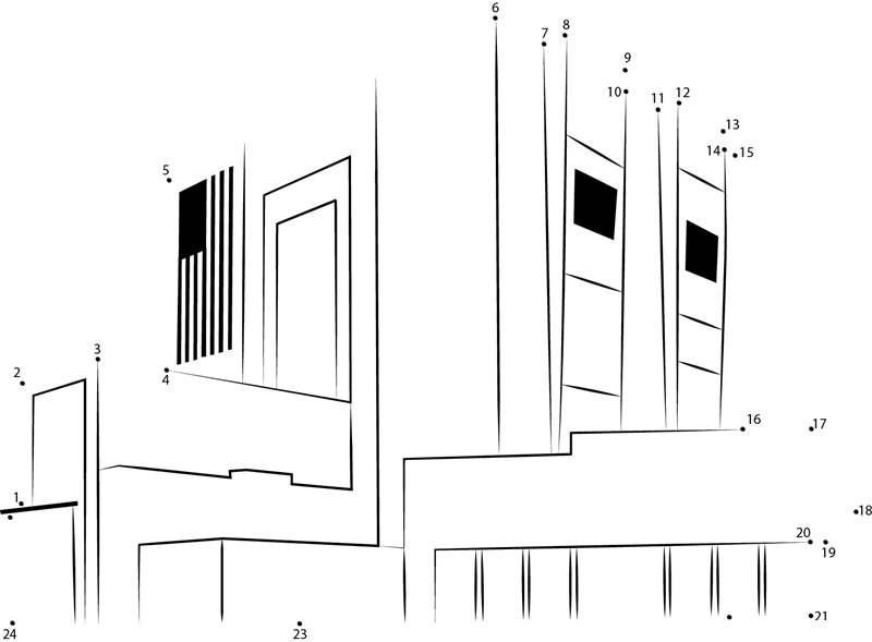 Vehicle Assembly Building printable dot to dot worksheet