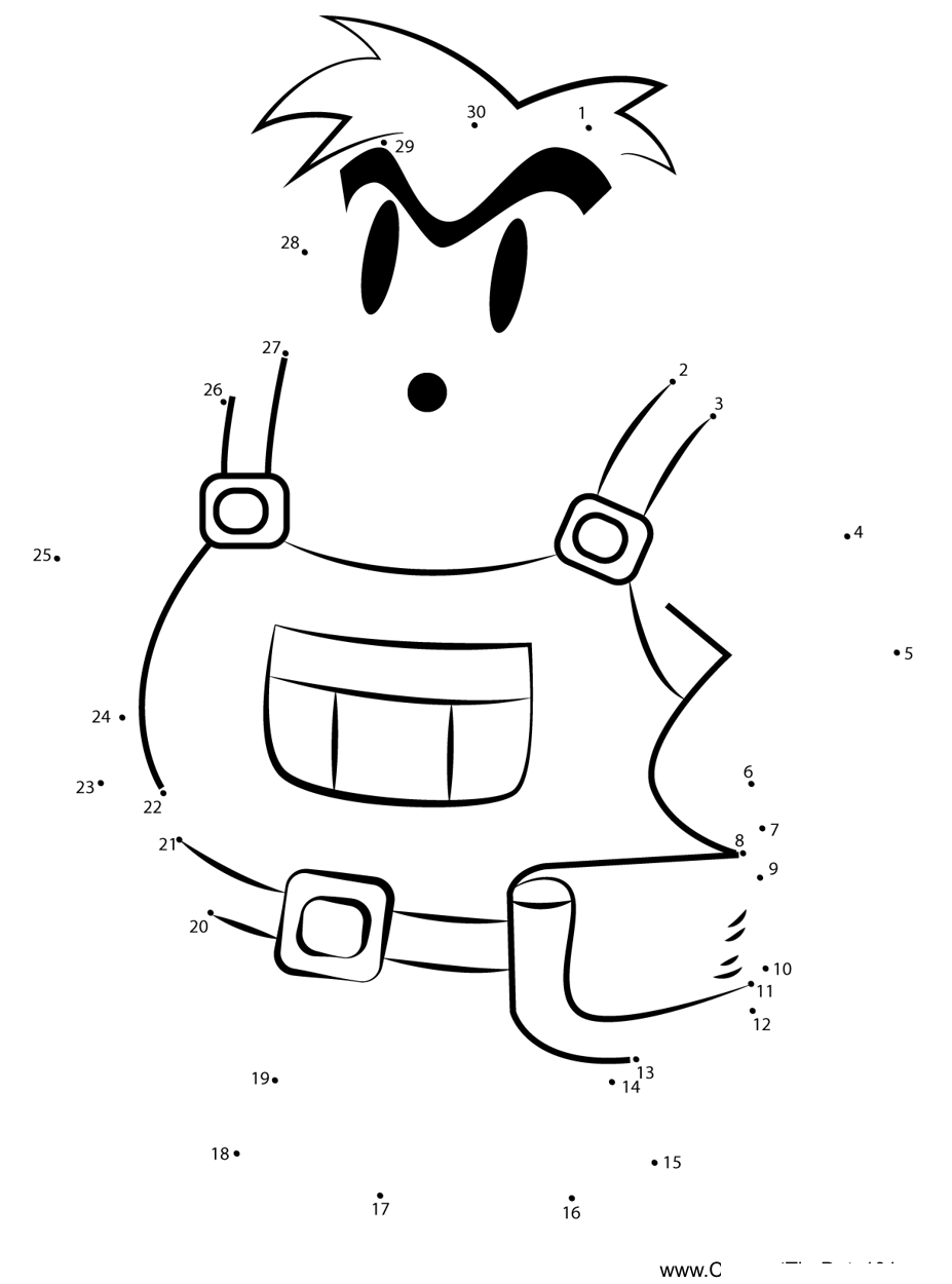 Gus-Kirby printable dot to dot worksheet