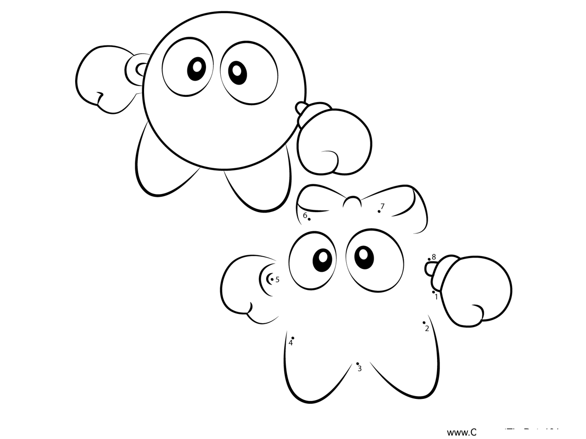 Lololo-And-Lalala-Kirby printable dot to dot worksheet