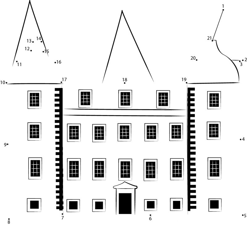 Barony Castle printable dot to dot worksheet