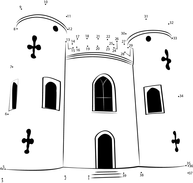 Blaise Castle House printable dot to dot worksheet