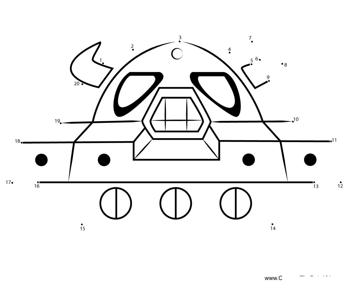 Space-Oohroo-Spaceship-Kirby printable dot to dot worksheet