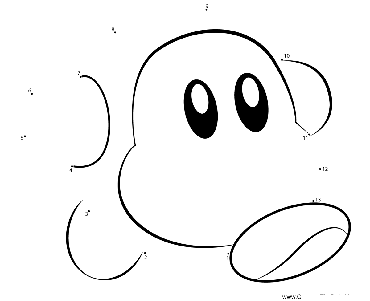 Waddle-Dee-Kirby dot to dot worksheets