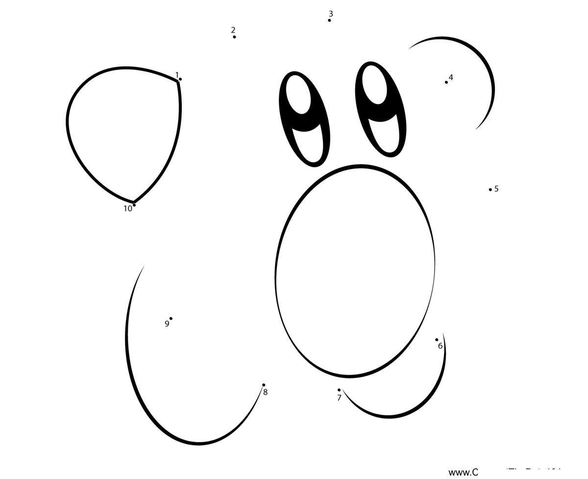 Yellow-Kirby-Kirby printable dot to dot worksheet