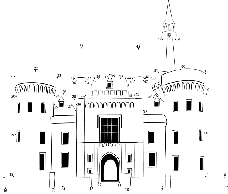 Castle printable dot to dot worksheet