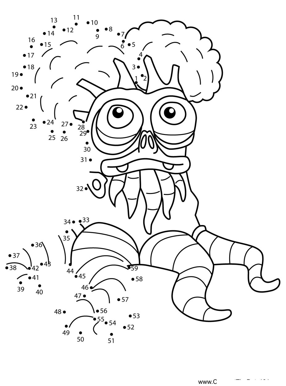 Oaktopus-My-Singing-Monsters printable dot to dot worksheet