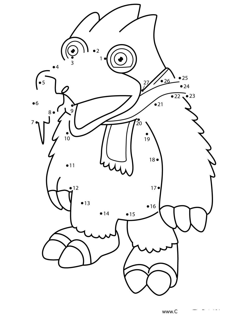 Pango-My-Singing-Monsters printable dot to dot worksheet