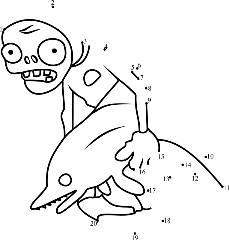 Dolphin-Rider-Zombie-Dot-To-Dot dot to dot worksheets