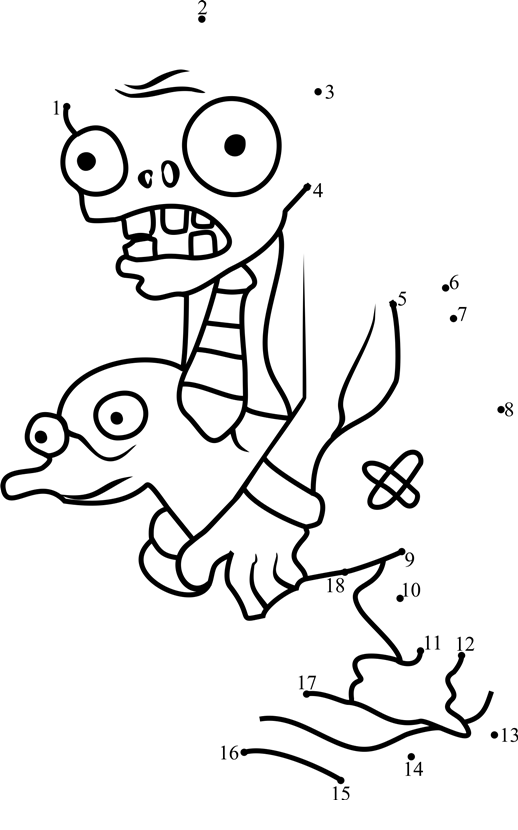 Ducky-Tube-Zombie-Dot-To-Dot dot to dot worksheets