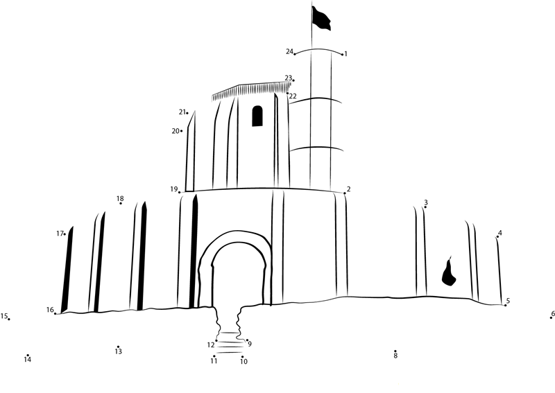 Chateau De Gisors Castle printable dot to dot worksheet