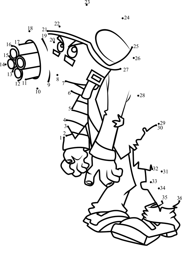 Gatling-Pea-Zombie-Dot-To-Dot dot to dot worksheets