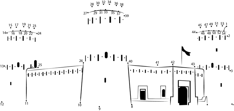 Desert Castle printable dot to dot worksheet