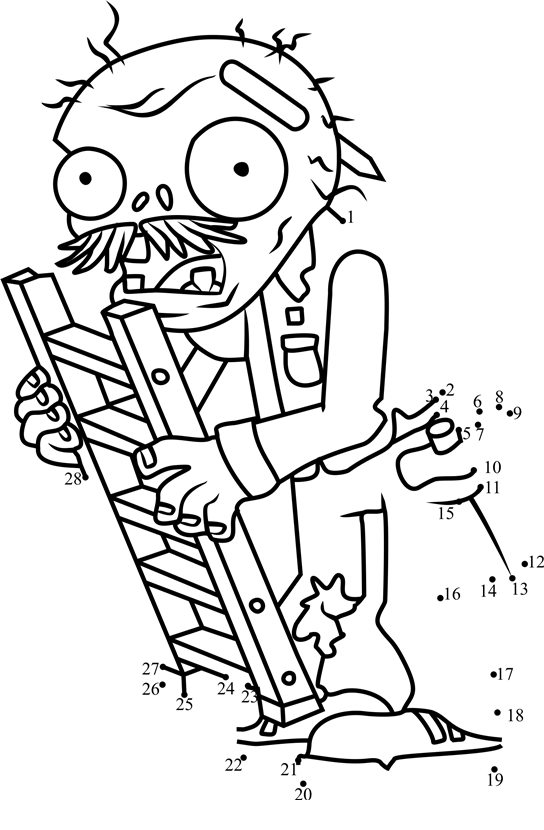 Ladder-Zombie-Dot-To-Dot printable dot to dot worksheet