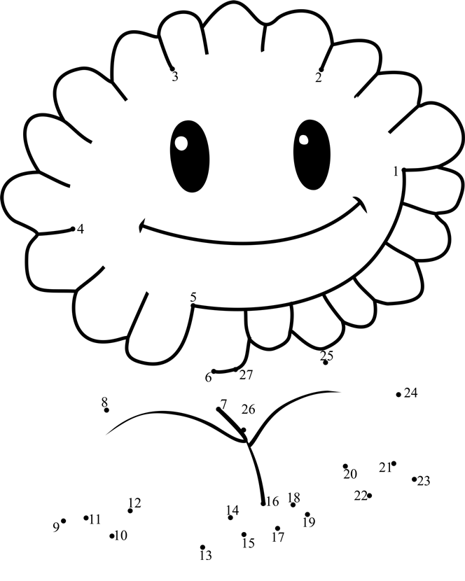 Sunflower-Dot-To-Dot dot to dot worksheets