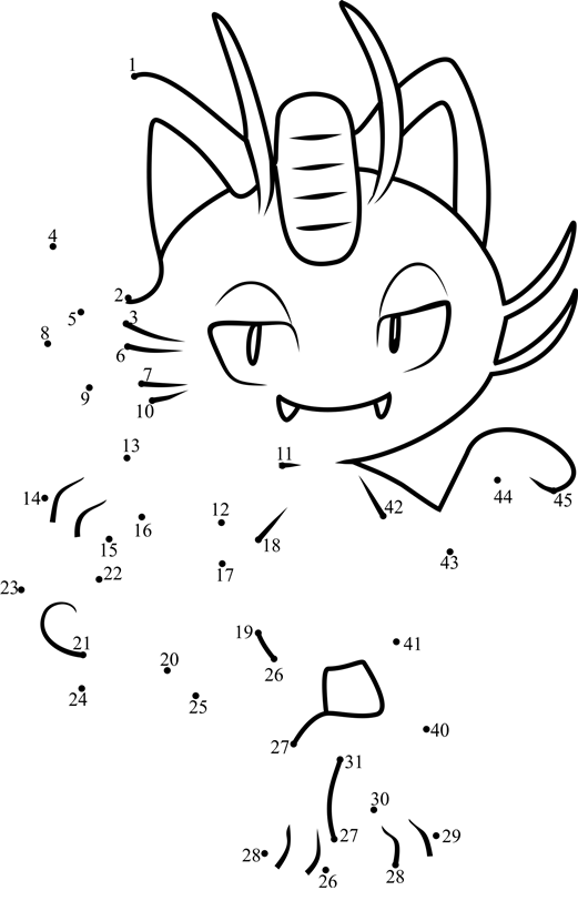 Alola-Meowth-Pokemon-Sun-And-Moon-Dot-To-Dot dot to dot worksheets